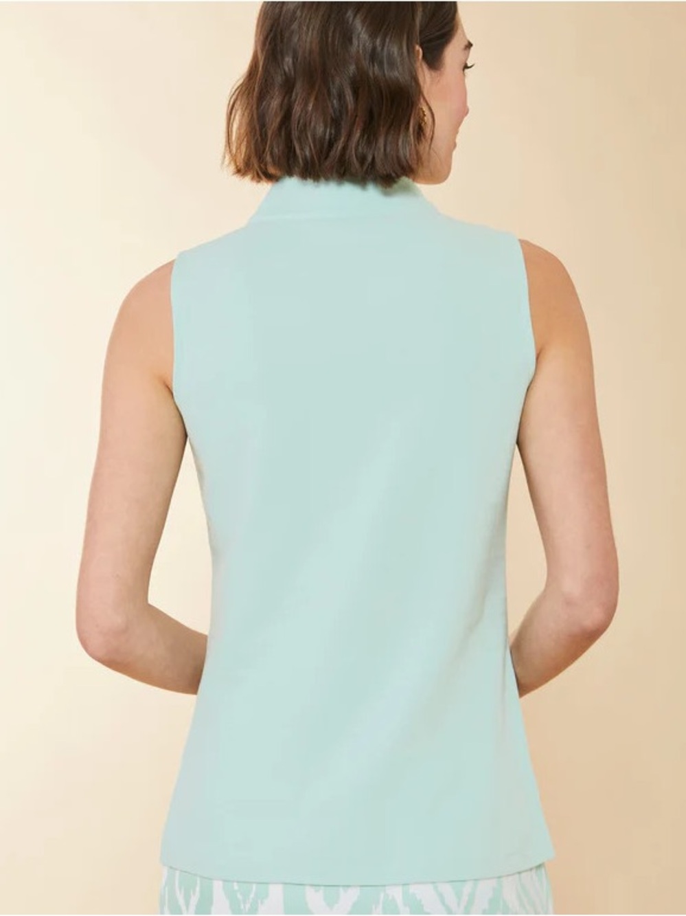 Spartina 449 Serena Mint Green Center Front Half-Zip Sleeveless Top - Picture 2 of 8